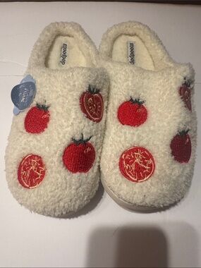 New Moodpop Womens Faux Sherpa Memory Foam Slippers Tomatoe Sz 9/10